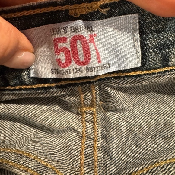 Levis Jeans Men's 34x32 501 Straight Leg Dark Wash Grey Denim Pants Adult y2k E - Picture 3 of 10